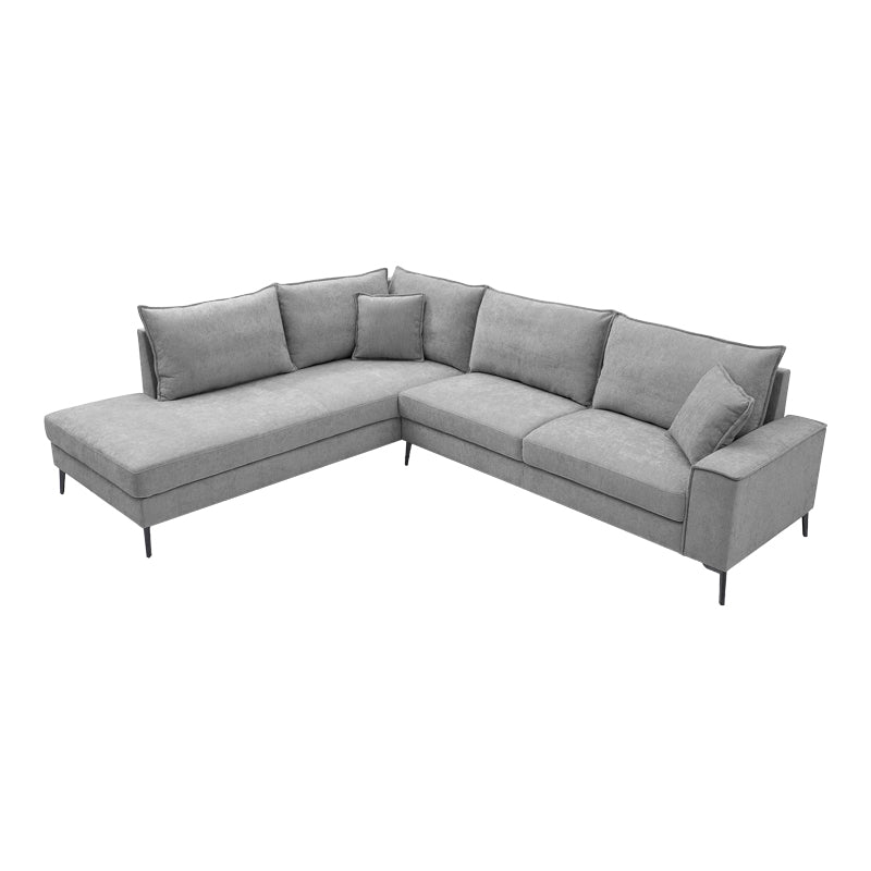 Ъглов диван ZENQUA сив плат 291x233x90см