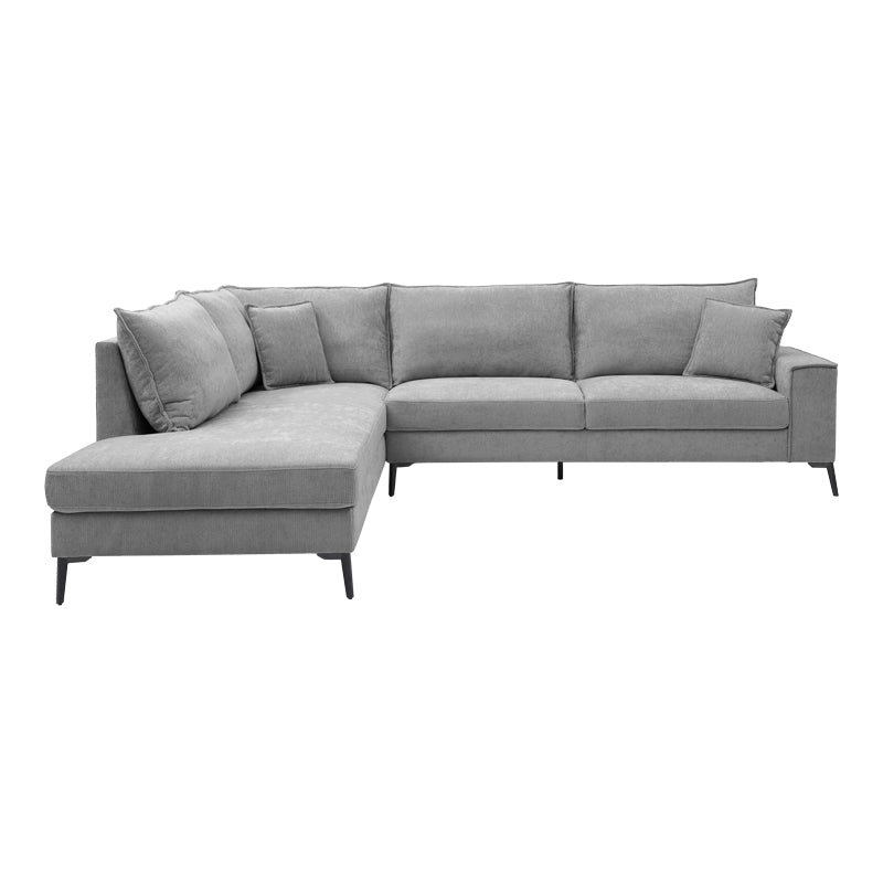 Ъглов диван ZENQUA сив плат 291x233x90см