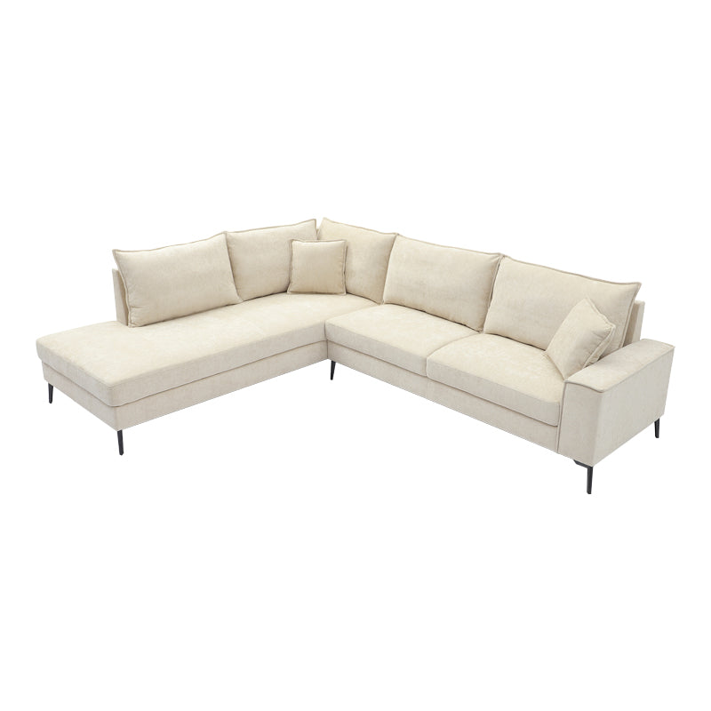 Ъглов десен диван  ZENQUA бежов плат 291x233x90см