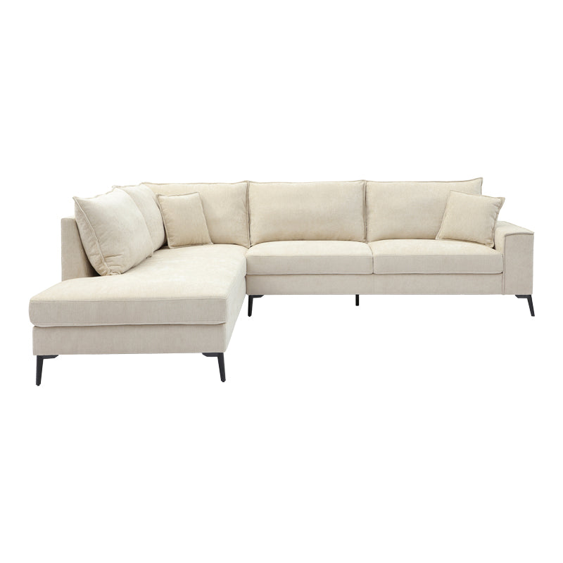 Ъглов десен диван  ZENQUA бежов плат 291x233x90см