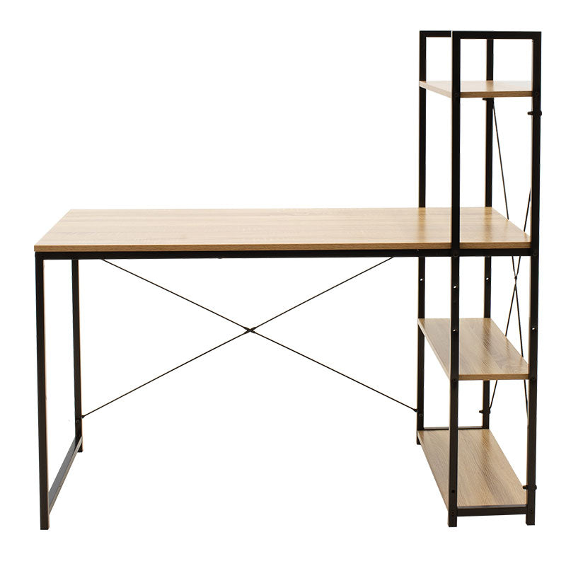Офис маса Ramon реверсивна модерен цвят дъб с черна метална рамка 122x64x120cm