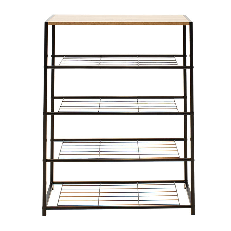 Поставка за обувки Ramon 12 чифта модерен цвят дъб с черна метална рамка 63x30x83см