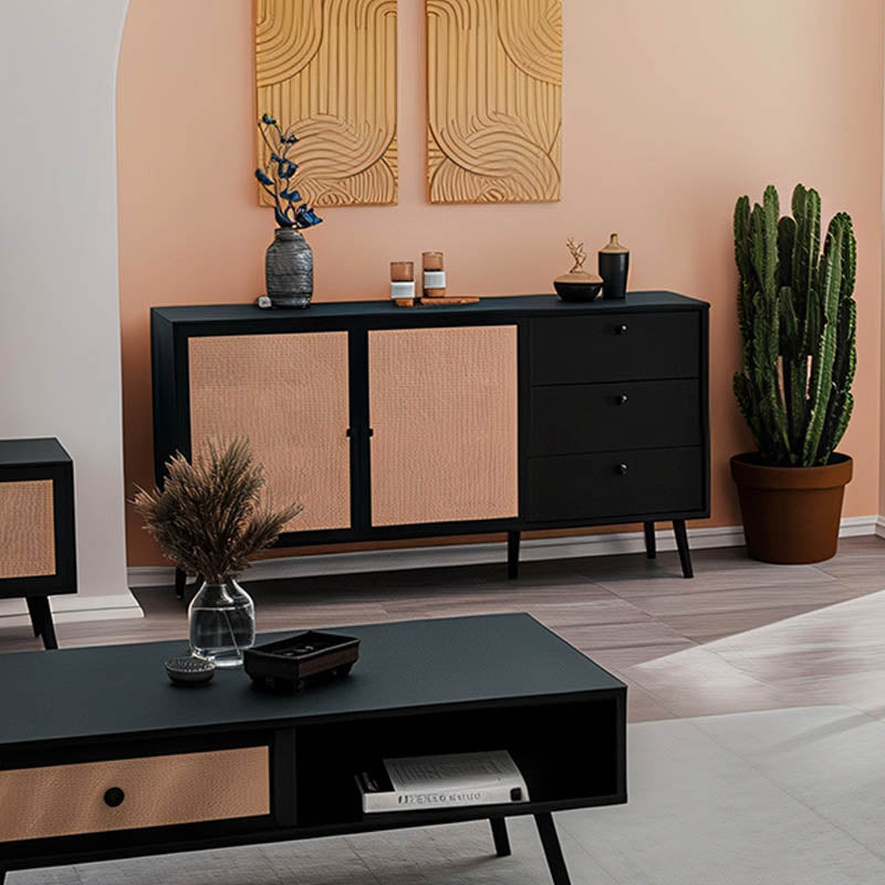 Бюфет Oslo черен -натурал  150x39x79см