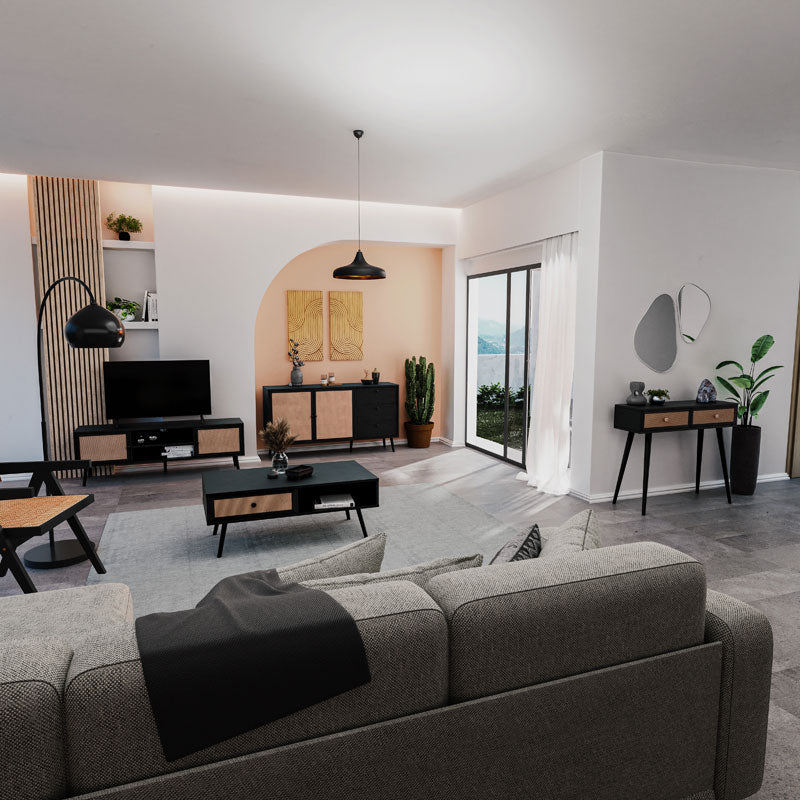 Бюфет Oslo черен -натурал  150x39x79см