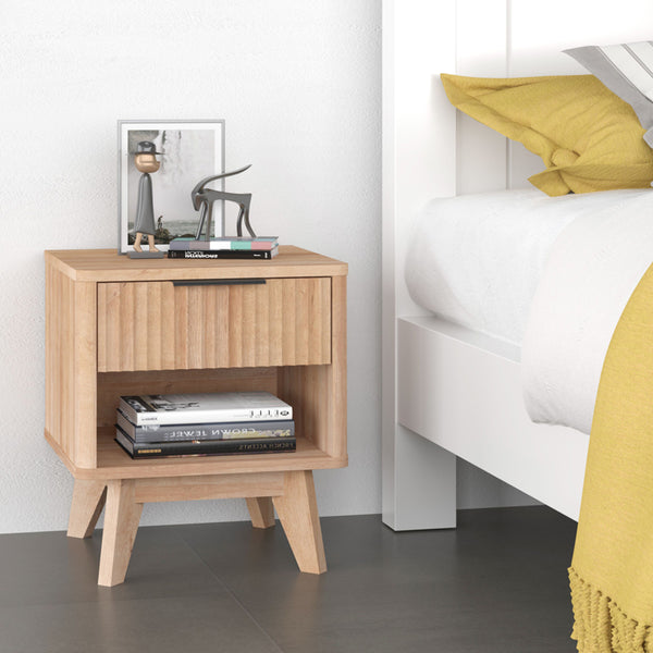 Нощно шкафче HAMEA от mdf в естествен цвят 45x39.5x50.2 см