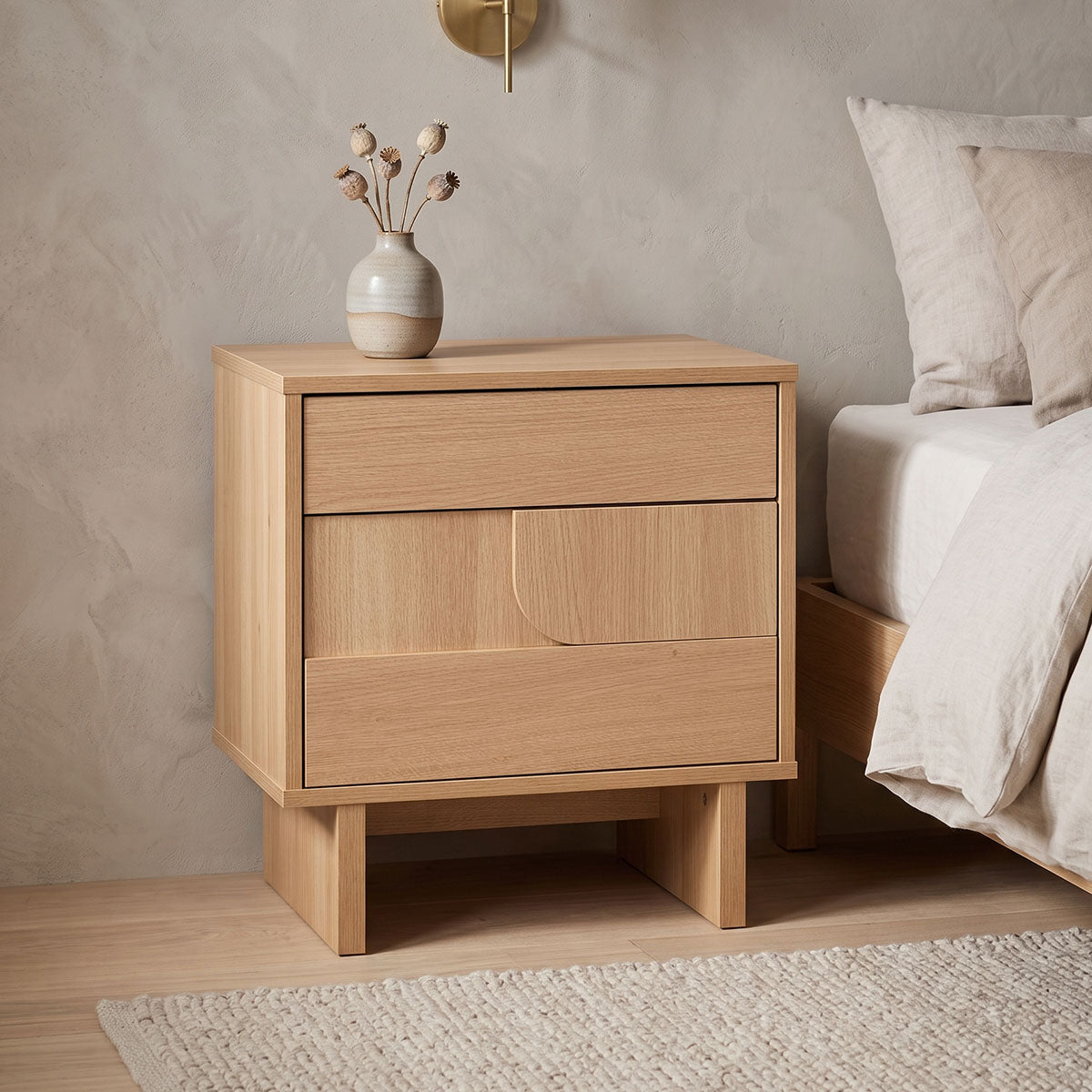 Jenfia mdf странично шкафче за легло в естествен цвят 48x39x50.5 см