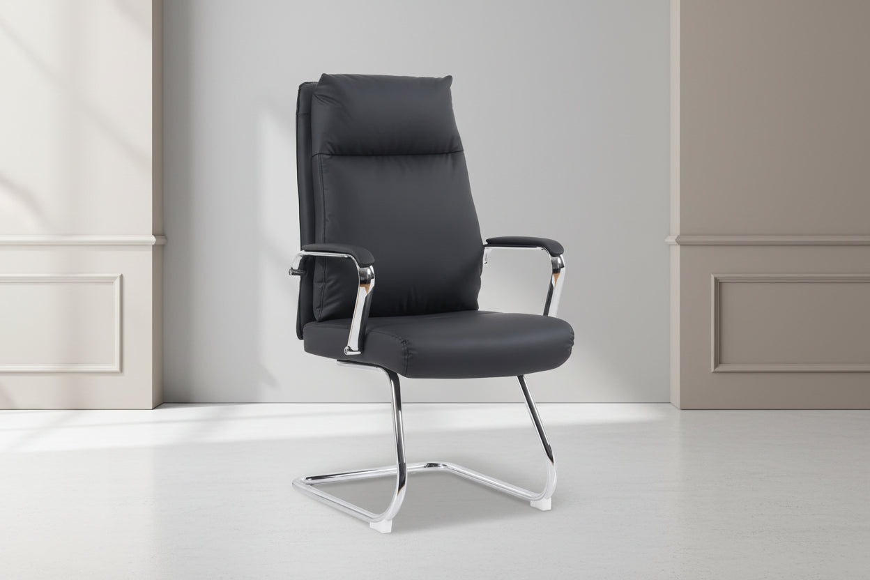 Посетителски стол Siquel I pu в черен цвят 58x62x105см