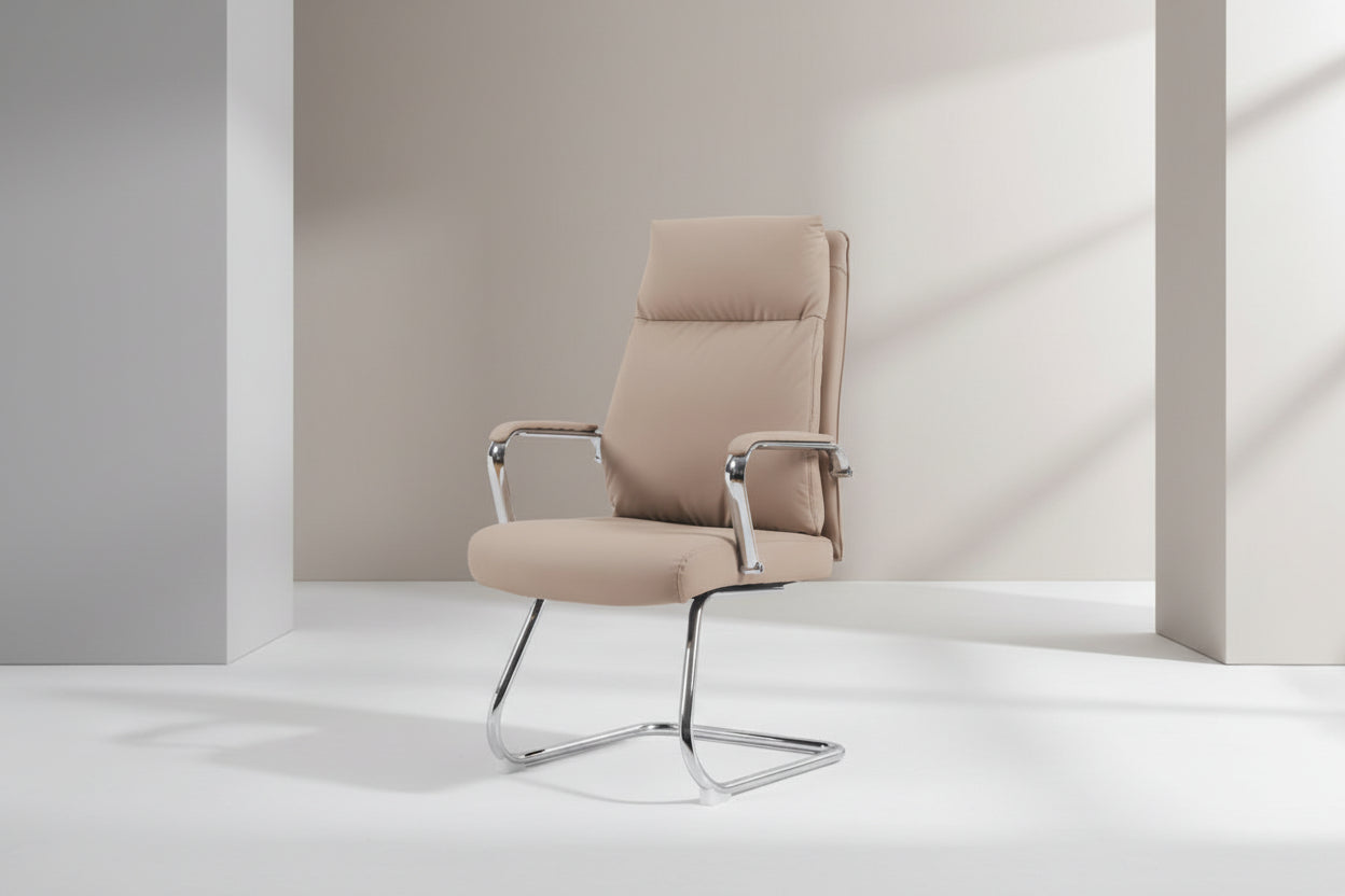 Посетителски стол Siquel I pu в цвят капучино 58x62x105см