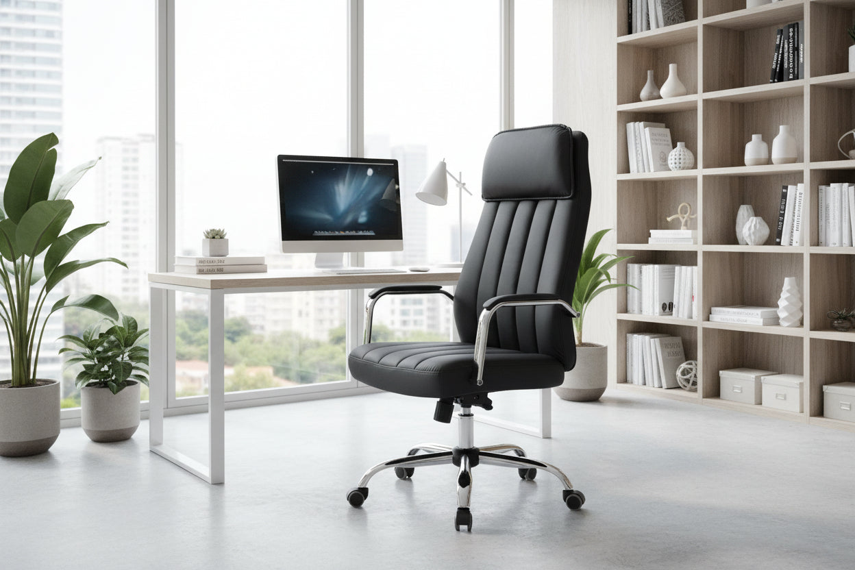 Morales pu черен офис стол за мениджъри 60x70x118-124 см