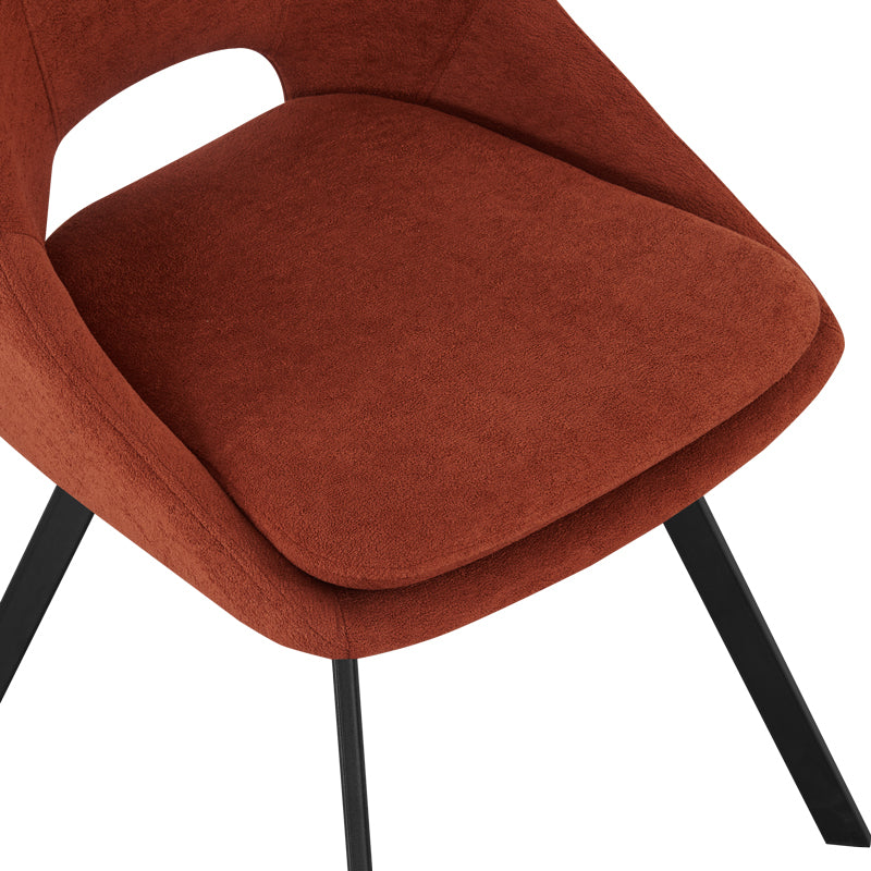 Трапезен стол Initiate теракота текстил-черни метални крака 48x57x85см