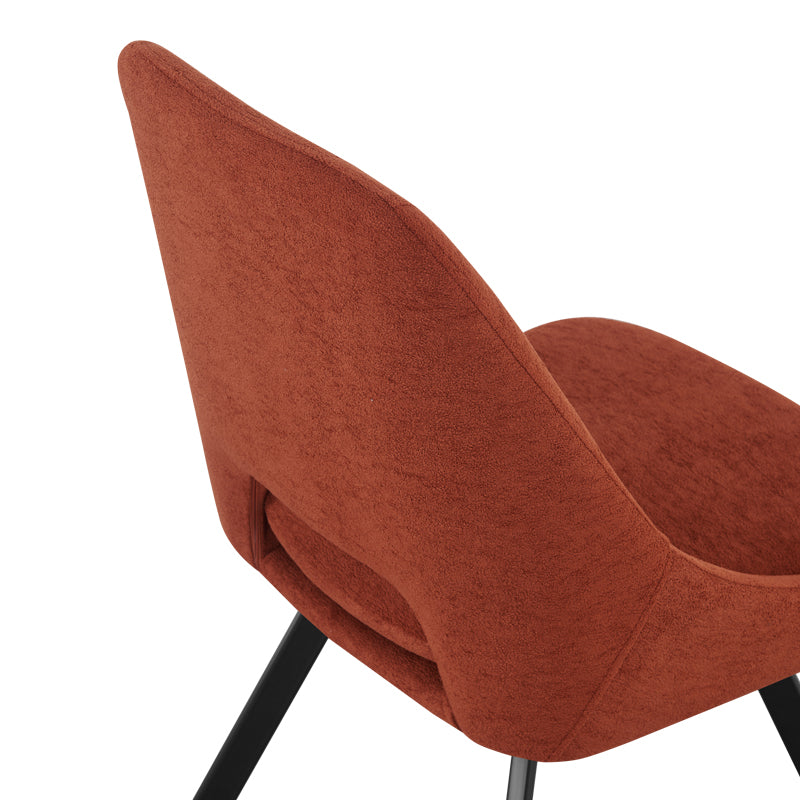 Трапезен стол Initiate теракота текстил-черни метални крака 48x57x85см