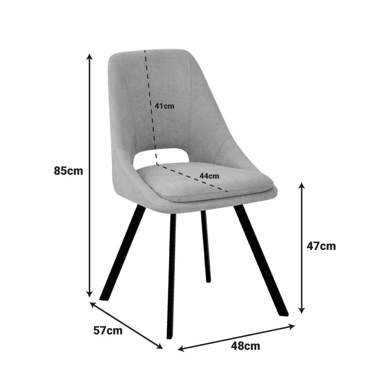 Трапезен стол Initiate теракота текстил-черни метални крака 48x57x85см