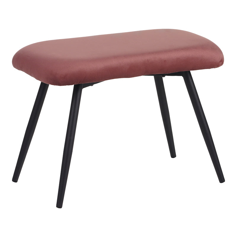 Фотьойл с табуретка Rueda кадифе в цвят гнила ябълка с черни метални крака 71.5x66.5x99см