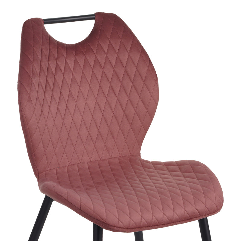 Стол BONGO кадифе в цвят гнила ябълка с черни метални крака 56.5x47x84cm