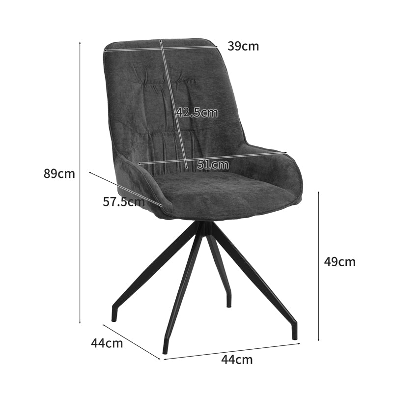Въртящ се стол KADEIRA плат в бежов нюанс с черни метални крака 57.5x51x89