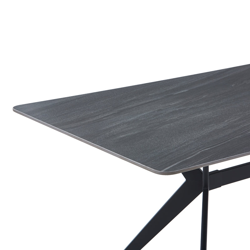 Маса olivet от mdf - пясъчник с мраморна имитация - черен метален крак 180x90x76см