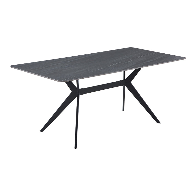 Маса olivet от mdf - пясъчник с мраморна имитация - черен метален крак 180x90x76см