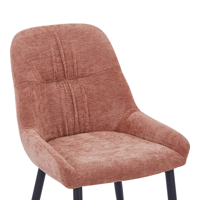 Стол larissia d, цвят прашно розов, плат, черен метален крак, 53x59x89 см