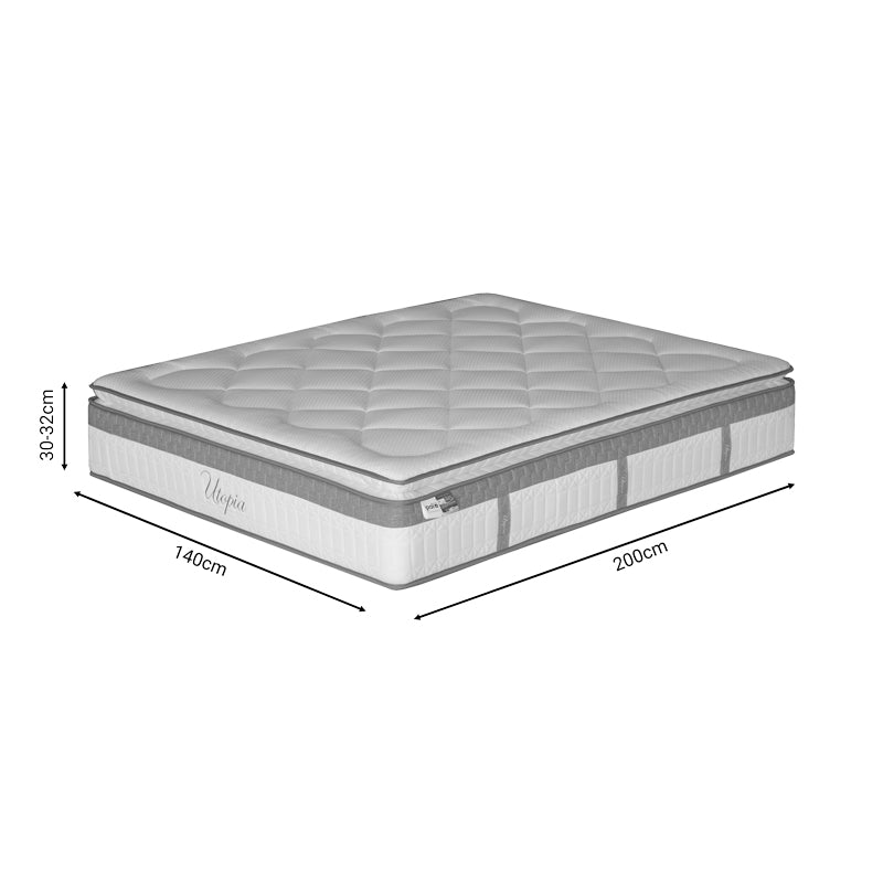Матрак UTOPIA еднолицев покет пружинен с горен слой 30-32см 140x200см
