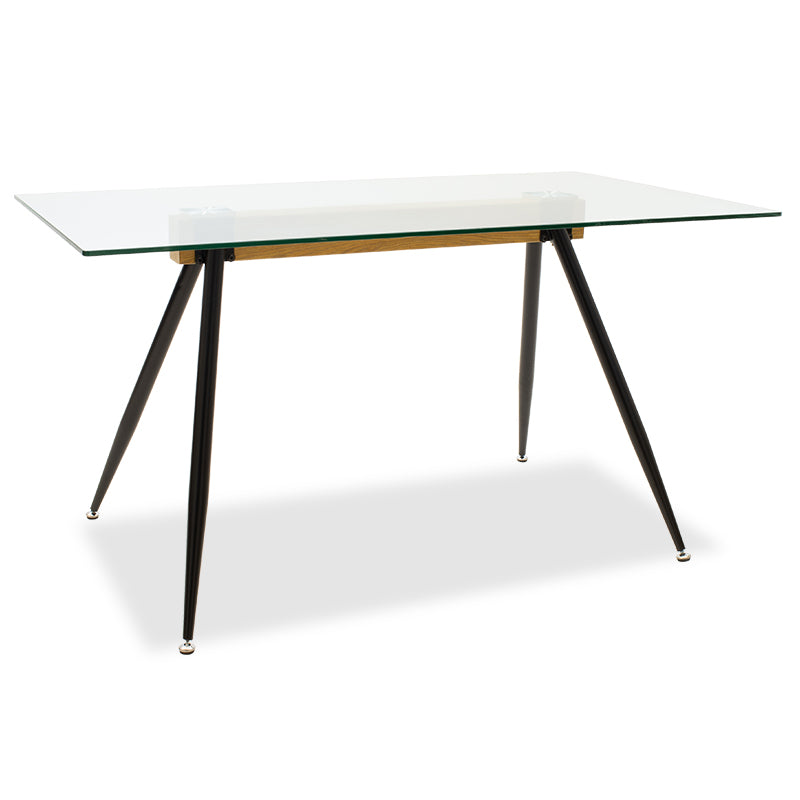 Трапезна маса Astrid стъкло 10мм черни крака 140x80x75см