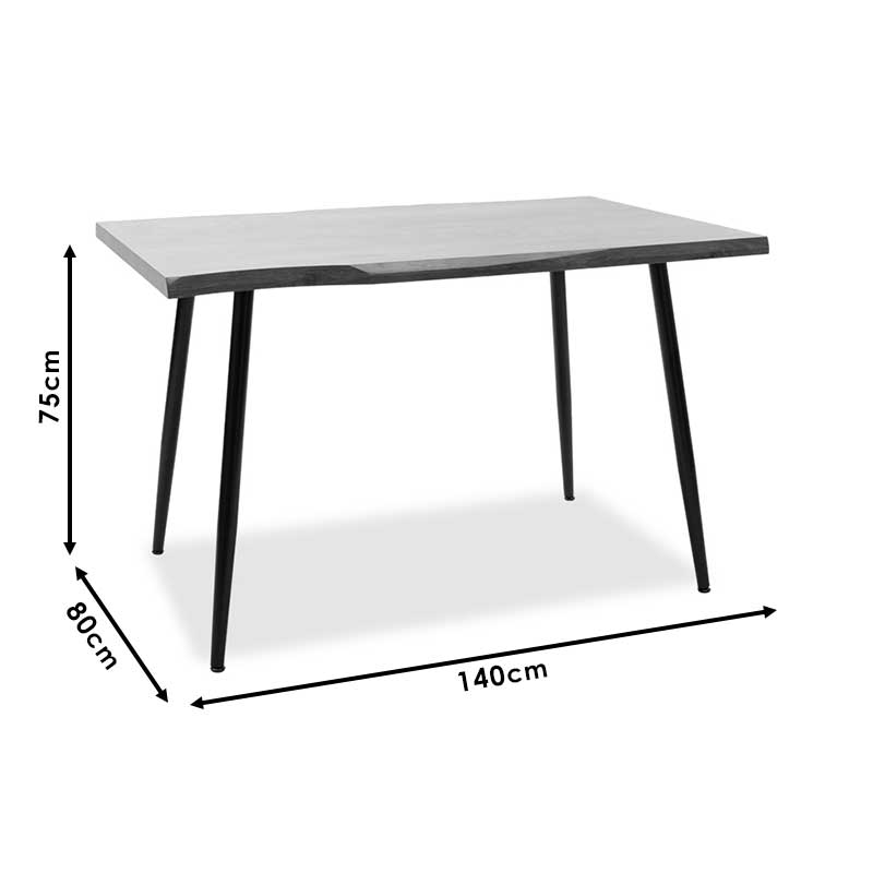 Трапезна маса NEVE  MDF орех - метални черни крака 140x80x75см