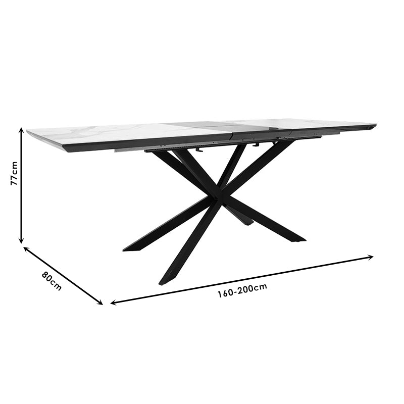 Трапезна маса разтегателна PALAN MDF мрамор сиво-черен160-200x80x77см