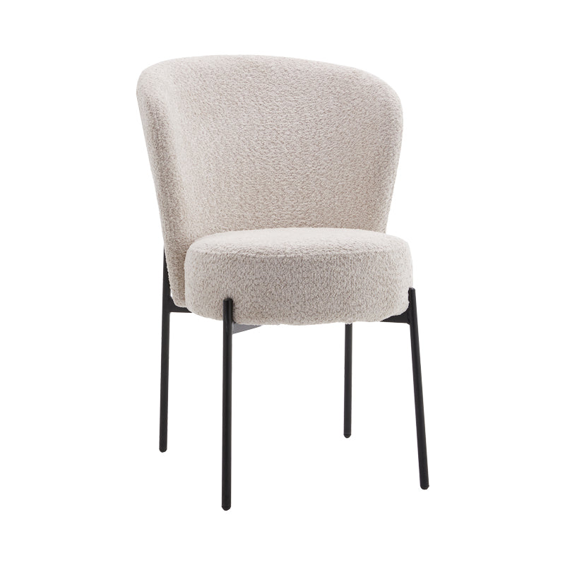 Стол HOULIAN екрю плат-черен метален крак 46x66x89см