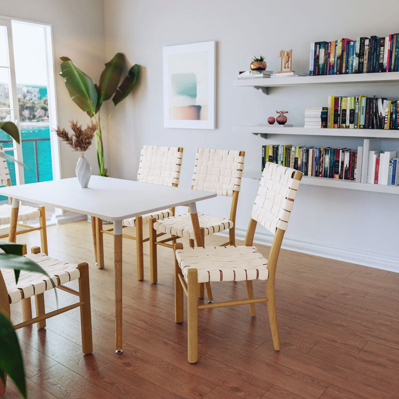 Brane стол дърво sonoma антик-седалка pu бяло