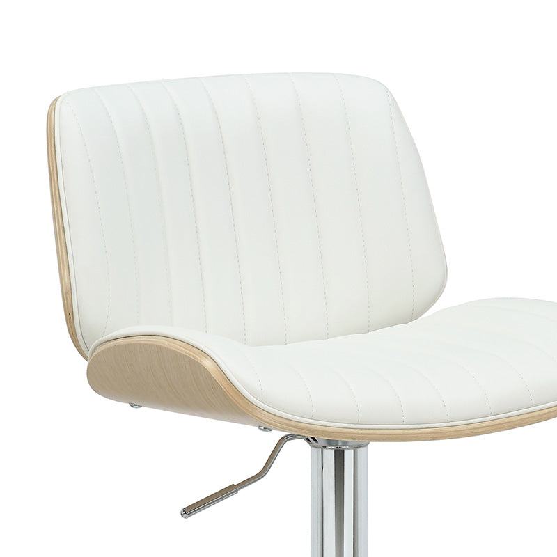 Бар стол Fern сгъваем PU бял/естествен-хром метал 48x50x88/108см