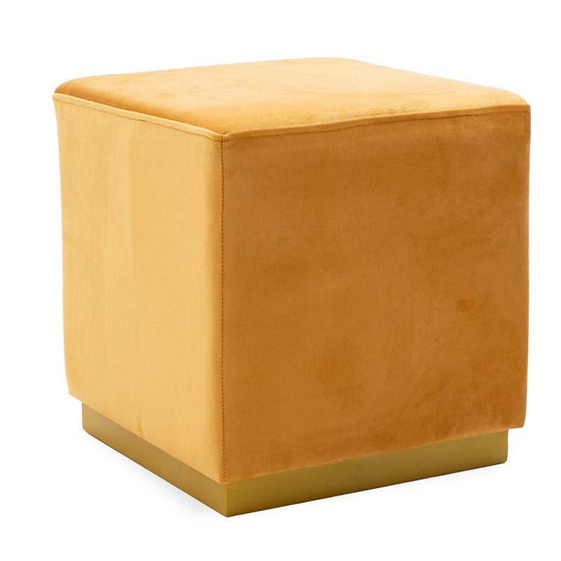 Tабуретка Pyra златисто кадифе - златен метал 39x39x41см