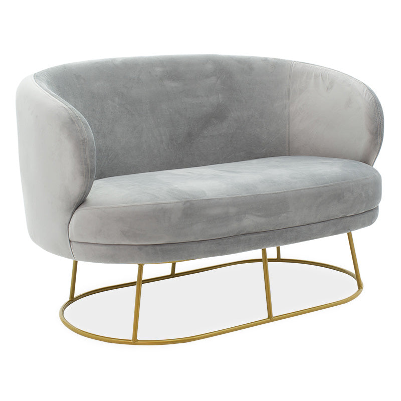 2-местен диван rony сиво кадифе - златист метал 132x82x83см