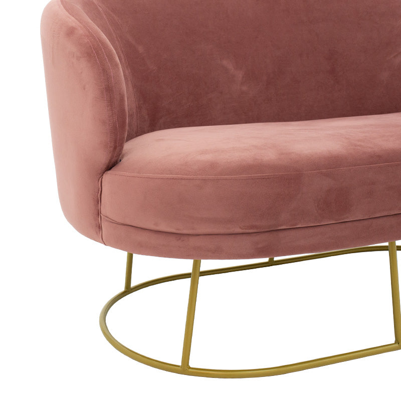 2-местен диван  Rony в кадифе от гнила ябълка - златен метал 132x82x83см