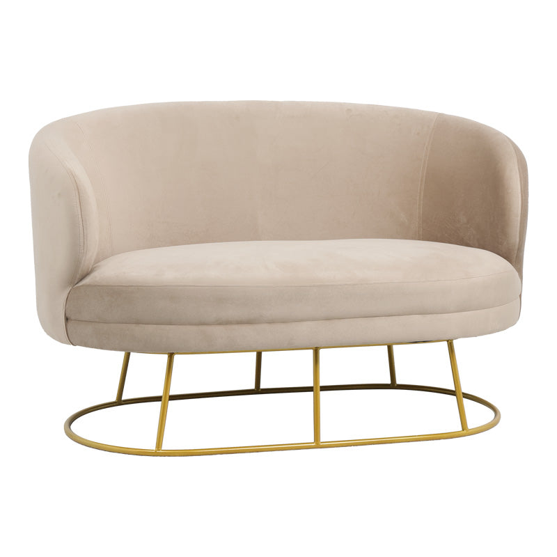 2 местен диван Rony кадифе бежово-златист метален крак 135x75x85см