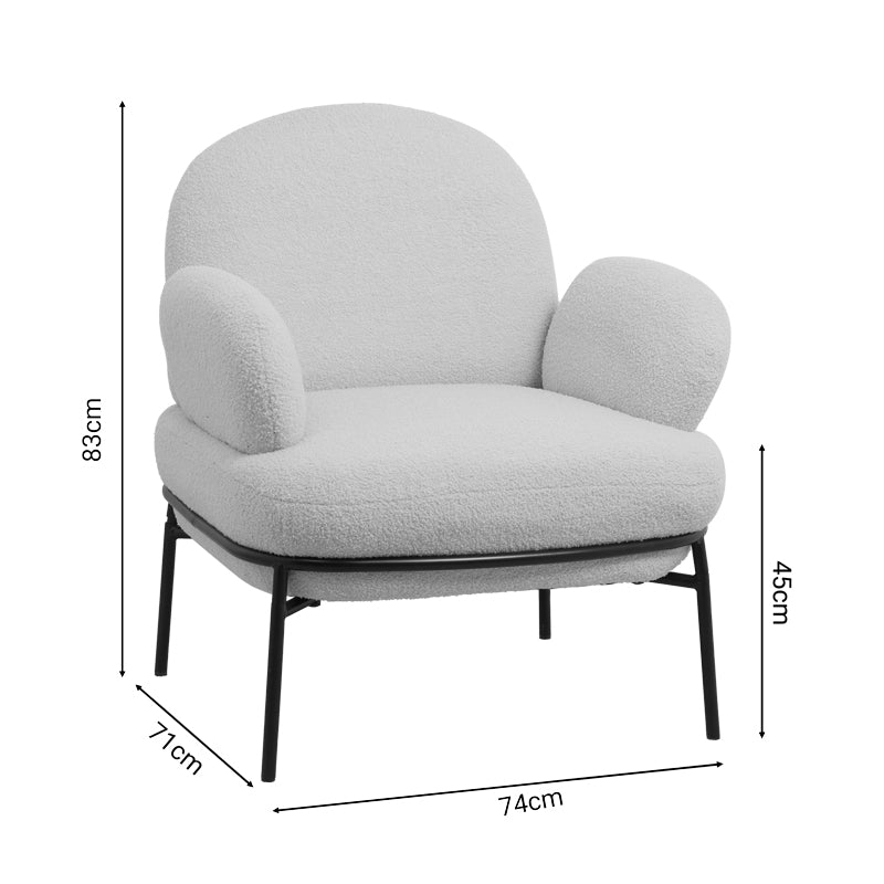 Фотьойл Jaycob букле бежово-черен метален крак 74x71x83см