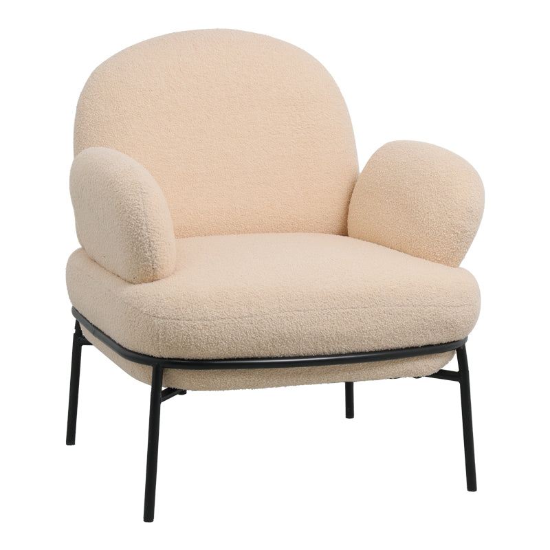 Фотьойл Jaycob букле бежово-черен метален крак 74x71x83см