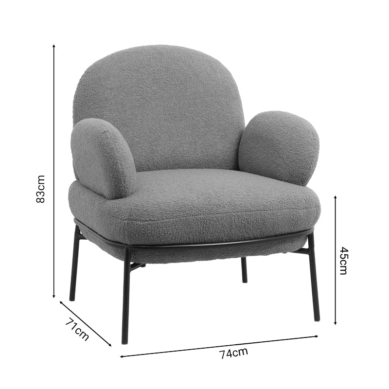 Фотьойл Jaycob букле кафяв - черен метален крак 74x71x83см