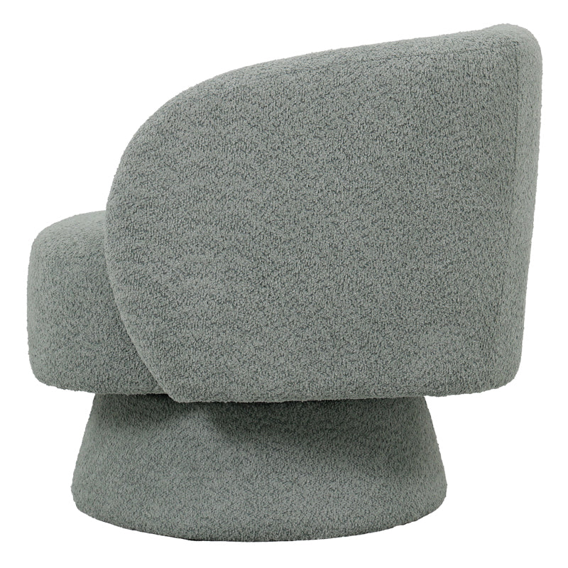Въртящ се фотьойл Kreslo букле плат в светлозелен цвят 78x81x77cm
