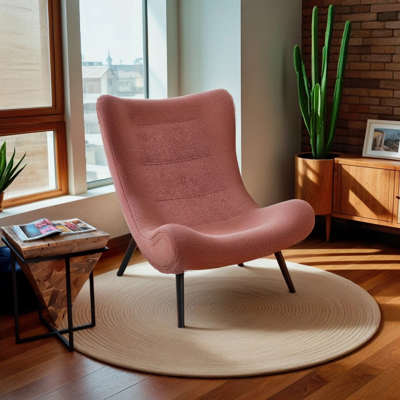 Кресло Silla букле в прашно розово 97x80x100см