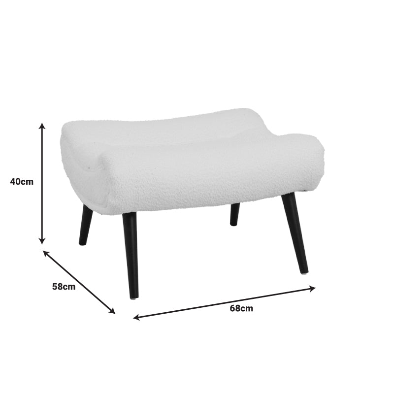 Tабуретка SILLA -  бял плат букле 68x58x40см
