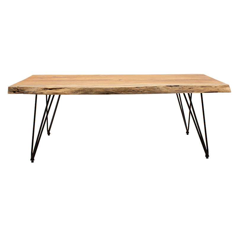 Маса за кафе RICH масивно дърво 4см естествен крак черен 130x69x46см