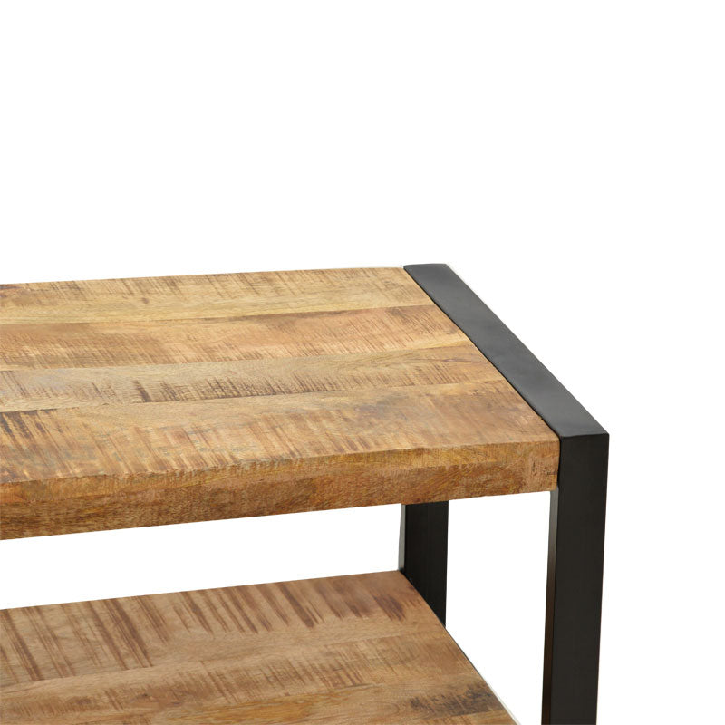 Маса за кафе  MILES масивно мангово дърво естествено-черно 100x45x45.5cm