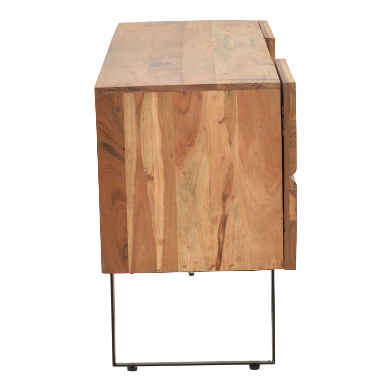 ТВ шкаф Dervie естествен масив акациево дърво 130x43.5x66.5cm