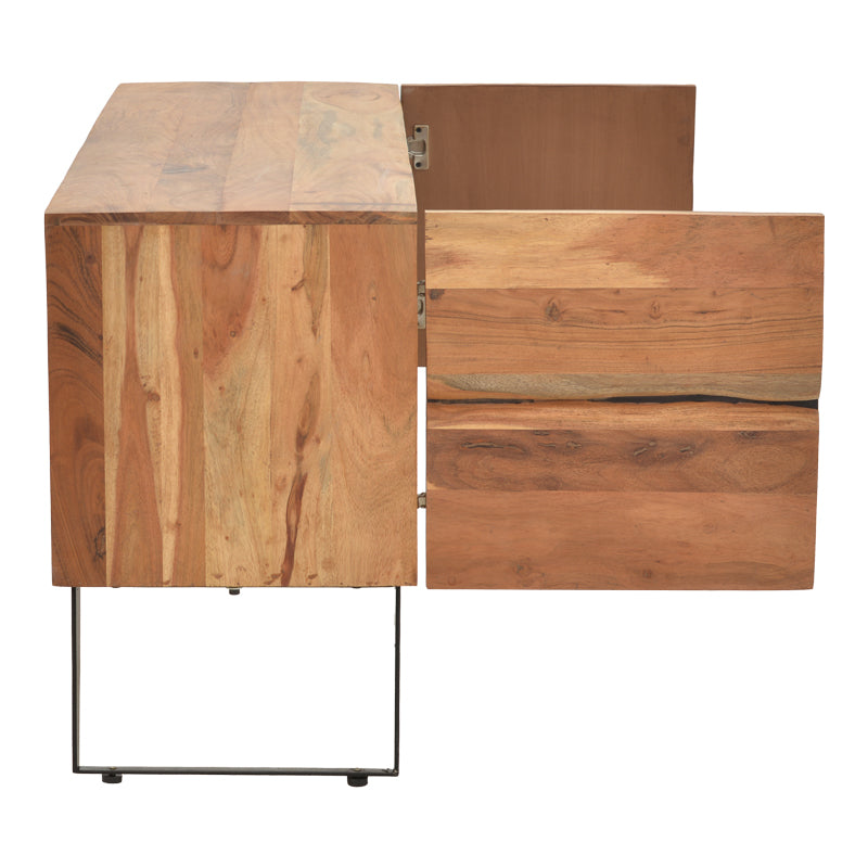 ТВ шкаф Dervie естествен масив акациево дърво 130x43.5x66.5cm