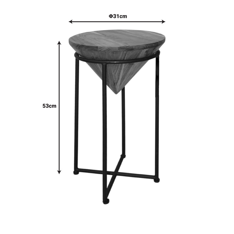 Помощна маса Miles I масивно акациево дърво в естествен нюанс Φ31x53cm