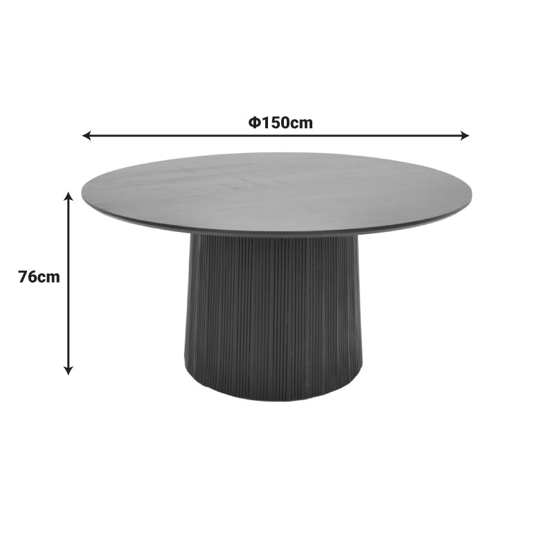 Маса  Canicule масивно акациево дърво в черен нюанс d150x75см