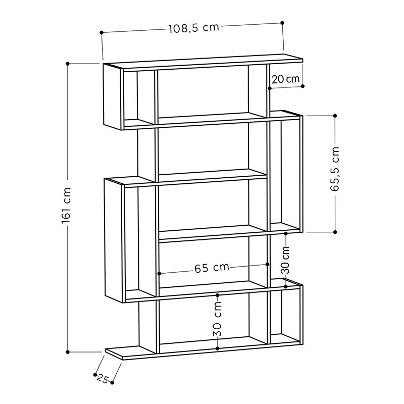 Етажерка MITO в цвят антрацит-натурален 108,5x25,5x161см