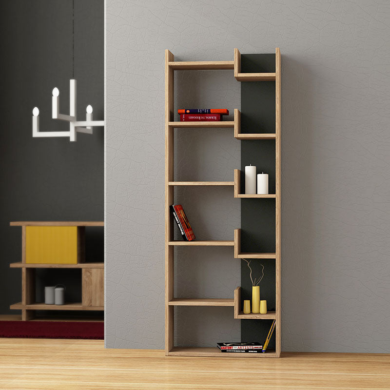 Библиотека Oppa библиотека тъмен дъб - антрацит 61x22x162см