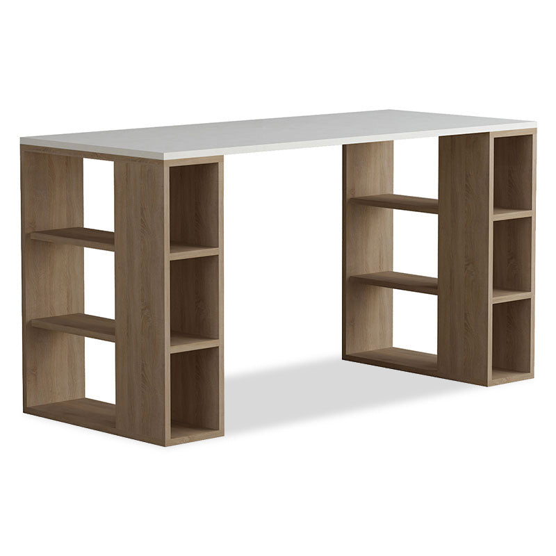 Работна Маса Colmar в бяло - тъмен дъб 140x60x75см