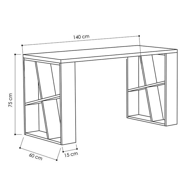 Работна маса Нoney бял-светъл дъб 140x60x75см