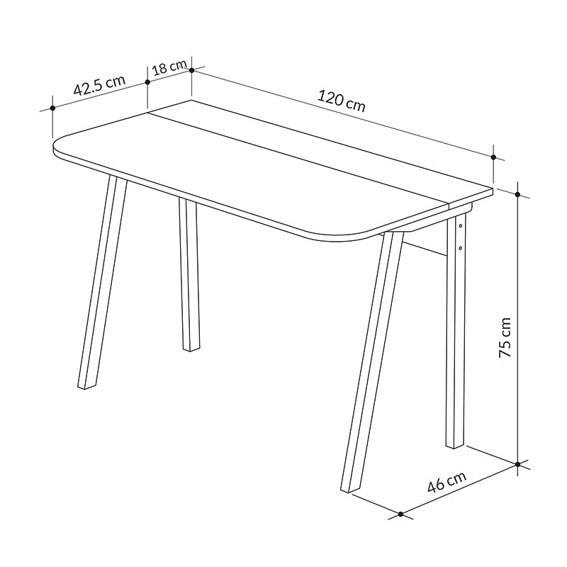 Учебно бюро Мalia в бяло-натурално-тъмно сиво античен цвят 120x60.5x75см